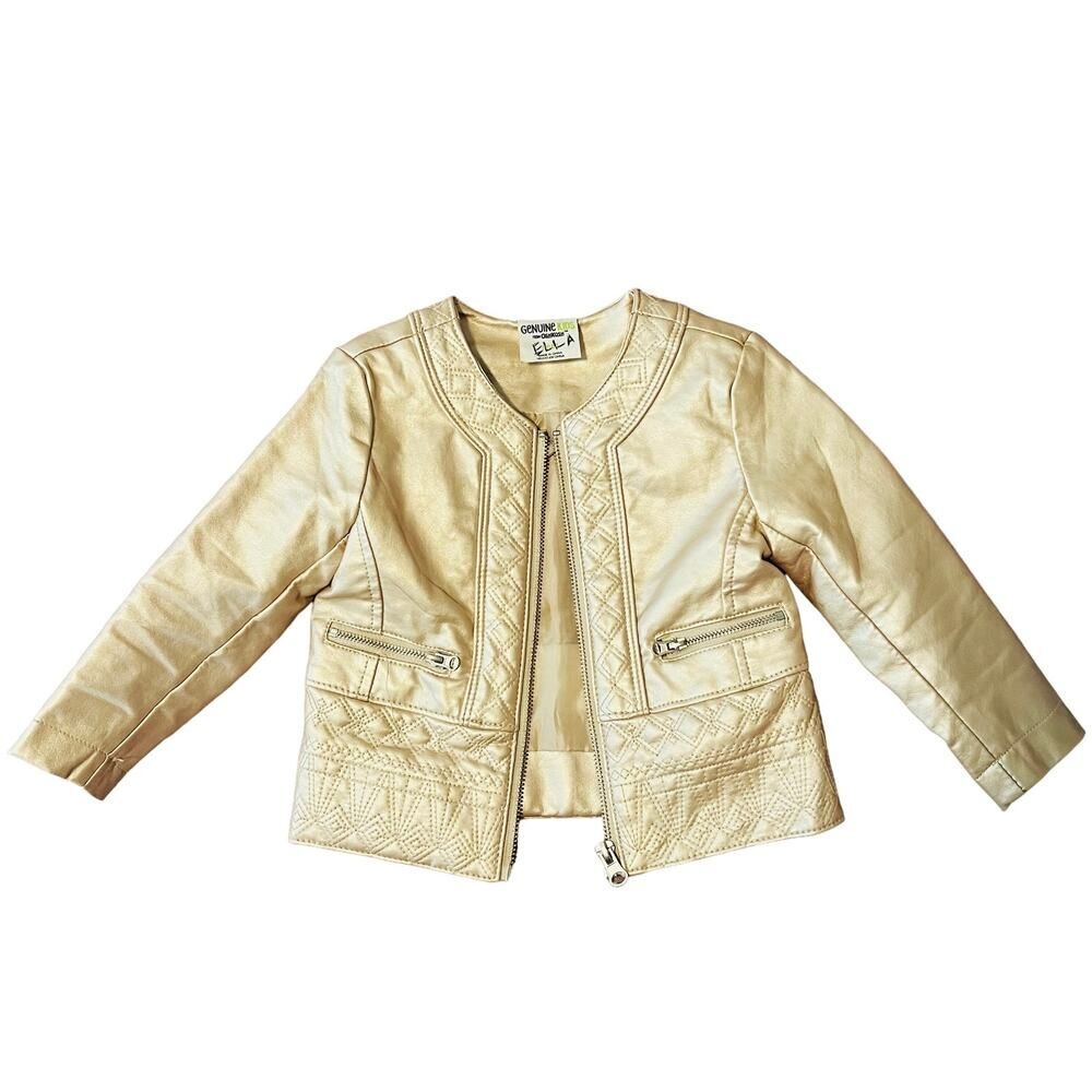 Genuine Kids By Oshkosh sized 18m gold faux leather jacket fits sizes 18m to 3T